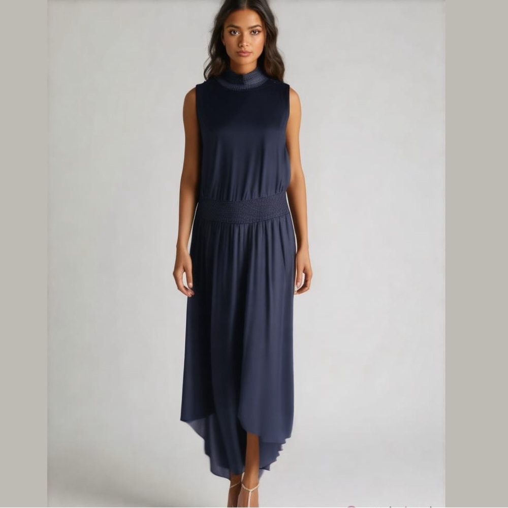 Nannette Navy Satin Formal Dress